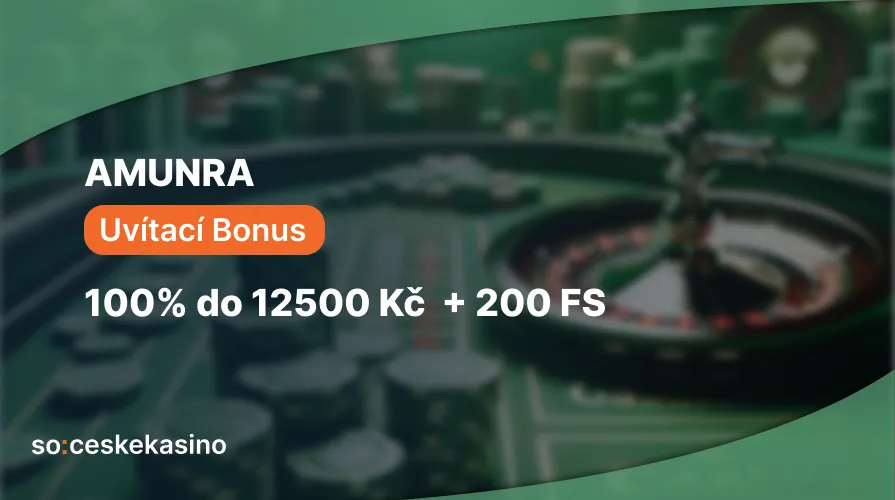 Amunra Casino 100% vstupní bonus do 12 500 Kč + 200 FS